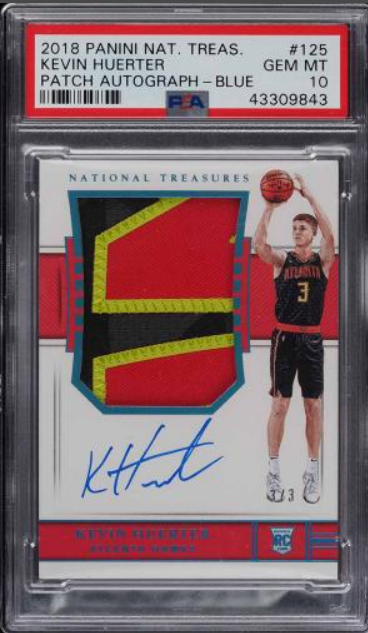 2018 National Treasures Blue Kevin Huerter ROOKIE PATCH AUTO