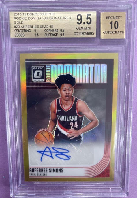 2018 Optic Anfernee Simons RC Rookie Dominator Auto