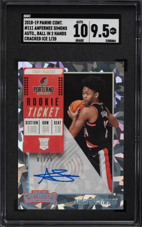 2018 Panini Contenders Cracked Ice Anfernee Simons ROOKIE