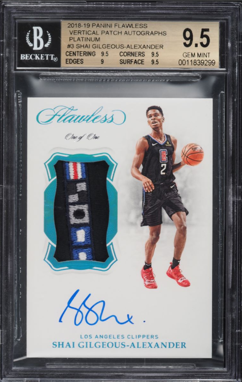 2018 Panini Flawless Platinum Shai Gilgeous-Alexander RC PATCH AUTO