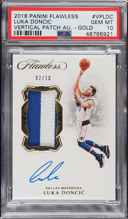 2018 Panini Flawless Vertical Gold Luka Doncic Rookie Patch Auto