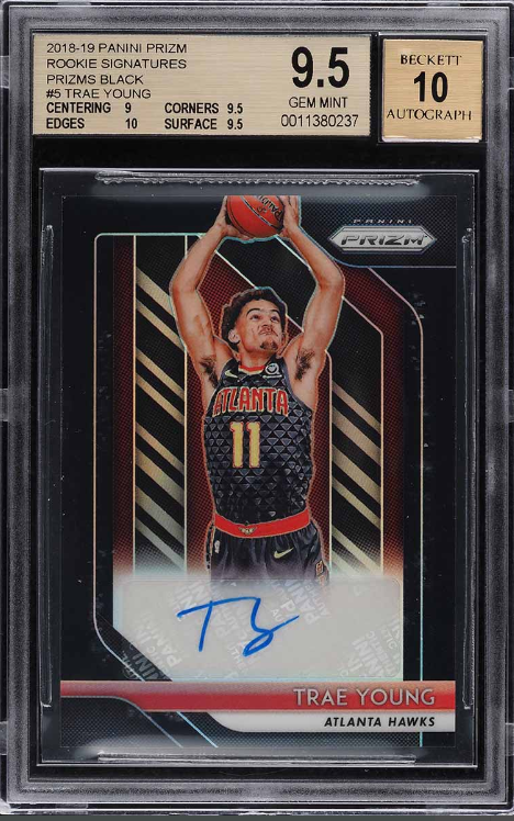 2018 Panini Prizm Signatures Black Prizm Trae Young ROOKIE AUTO 1/1