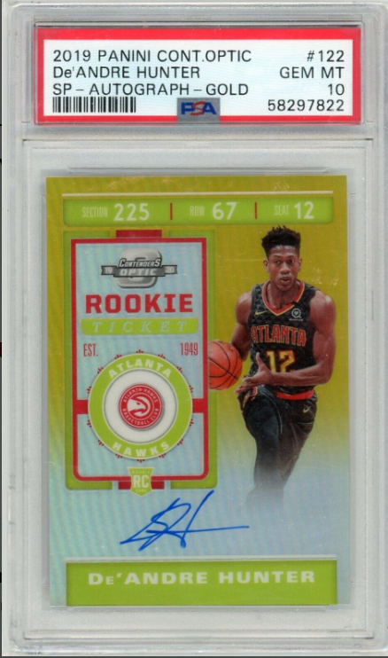 2019-20 Contenders Optic De'Andre Hunter Gold Refractor Rookie Auto