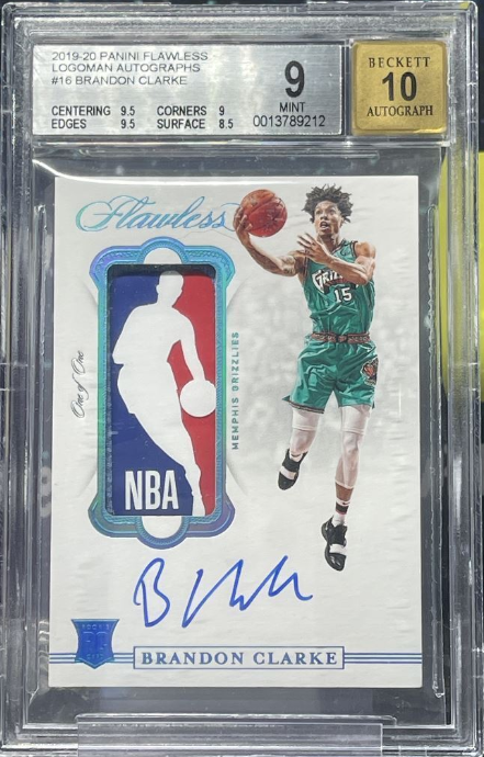 2019-20 Flawless Rookie Logoman Brandon Clarke RC Auto