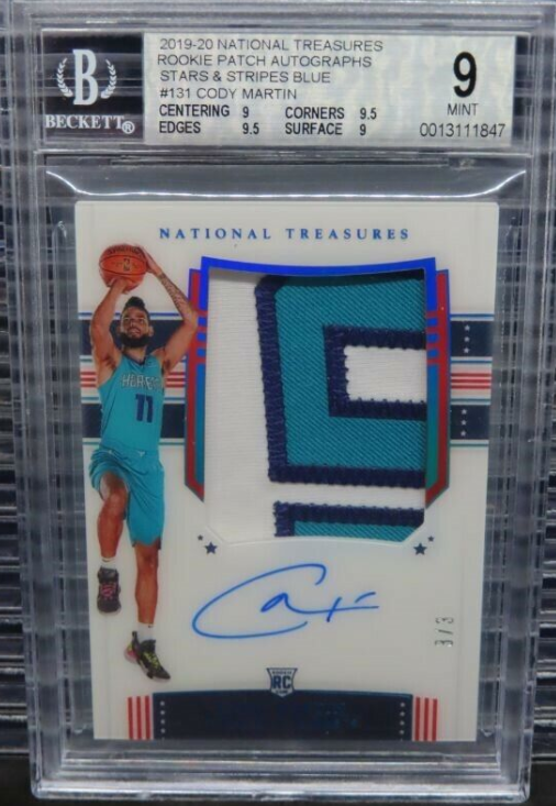 2019-20 National Treasures Cody Martin Blue S&S RC Patch Auto 