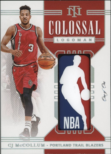 2019-20 National Treasures Colossal CJ McCollum NBA Logoman Patch 1/1