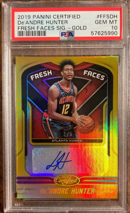 2019-20 Panini Certified Fresh Faces Gold De’Andre Hunter Rc Auto