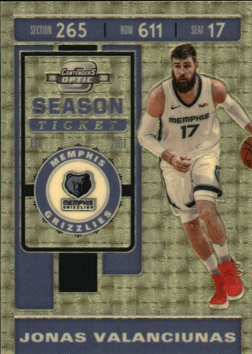 2019-20 Panini Contenders Optic Gold Vinyl Jonas Valanciunas Rookie Card