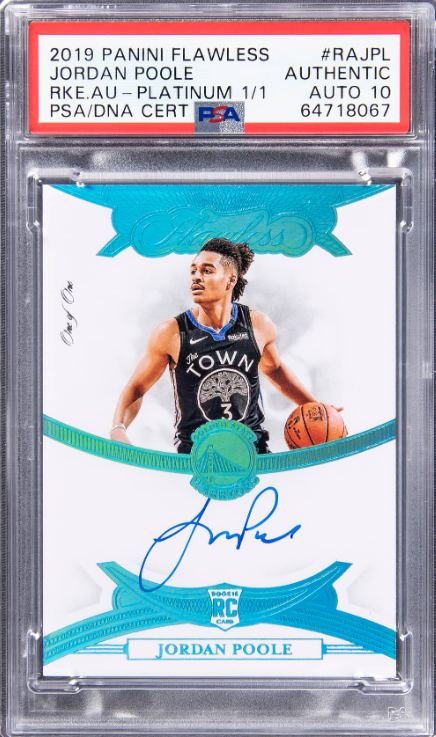 2019-20 Panini Flawless Rookie Autographs Platinum  Jordan Poole Signed Rookie Card