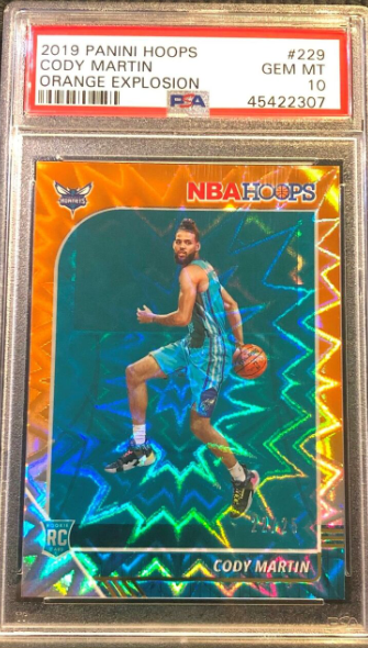 2019-20 Panini Hoops Cody Martin Orange Explosion Rookie Card