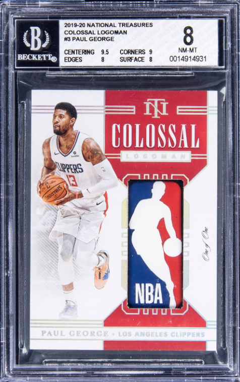 2019-20 Panini National Treasures Colossal Logoman Paul George Patch Card