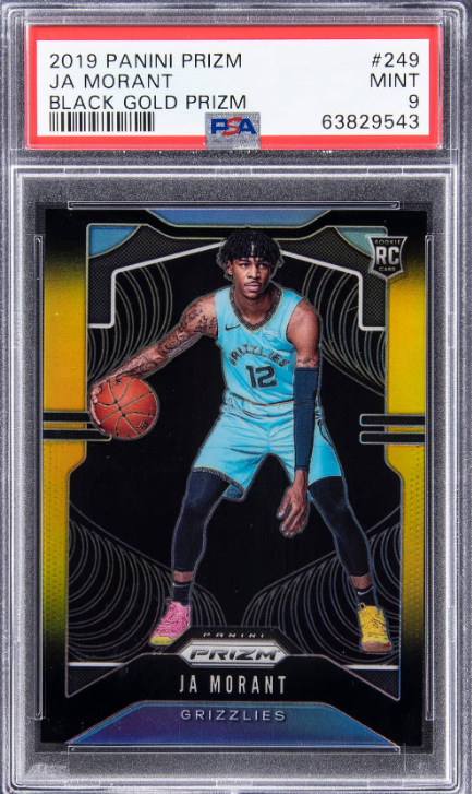 2019-20 Panini Prizm Black Gold Prizm Ja Morant Rookie Card