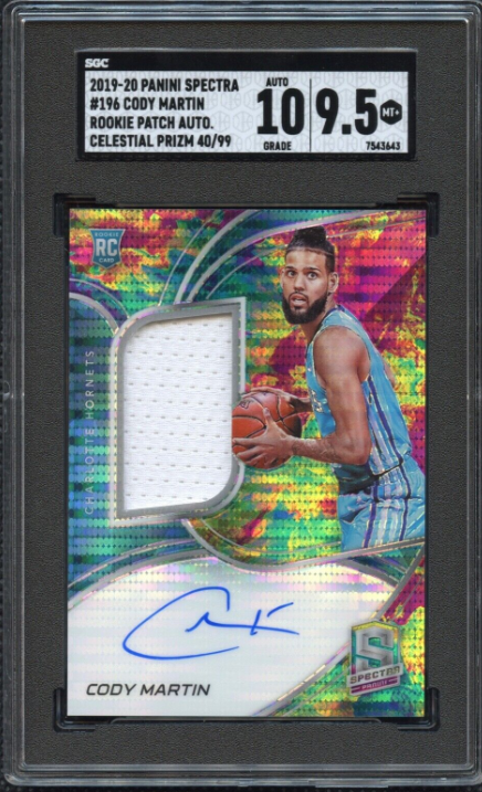 2019-20 Panini Spectra Cody Martin Rookie Patch Auto