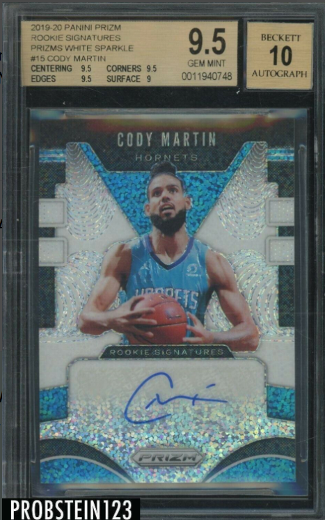 2019-20 Panini White Sparkle Prizm Cody Martin RC Rookie AUTO 1/1