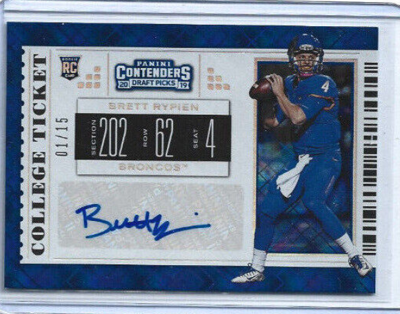 2019 Contenders Draft College Ticket Diamond Brett Rypien RC Auto