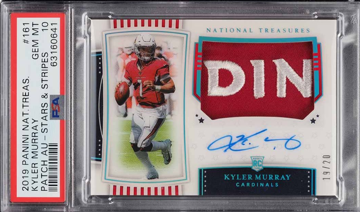 2019 National Treasures FOTL Stars Stripes Kyler Murray RC PATCH AUTO /20 PSA 10