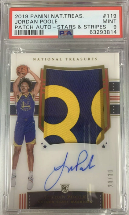 2019 National Treasures Jordan Poole Stars & Stripes Rookie Card