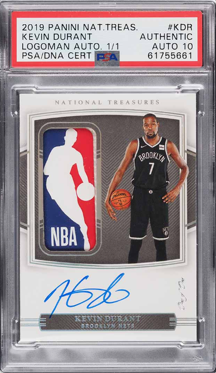 2019 National Treasures Logoman Kevin Durant LOGOMAN PATCH AUTO 