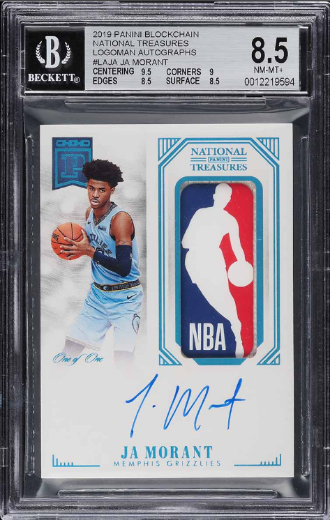 2019 Panini Blockchain National Treasures Ja Morant Rc Logoman Auto 1/1