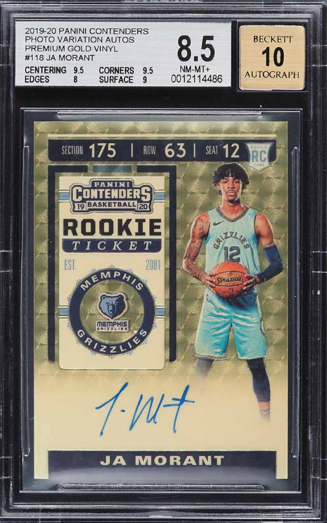 2019 Panini Contenders Premium Gold Vinyl Ja Morant ROOKIE AUTO 1/1