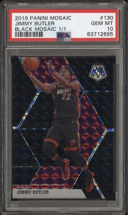 2019 Panini Mosaic Jimmy Butler Black Mosaic One of One Rookie Card