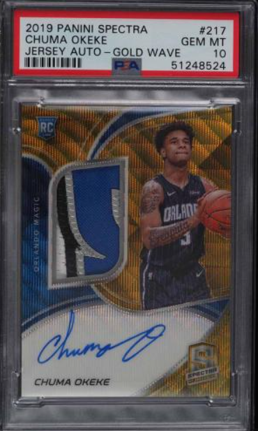 2019 Panini Spectra Gold Wave Chuma Okeke Rookie Rc Patch Auto