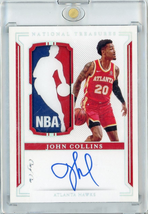 2020-21 National Treasures John Collins 1/1 Game-Worn LOGOMAN AUTO 