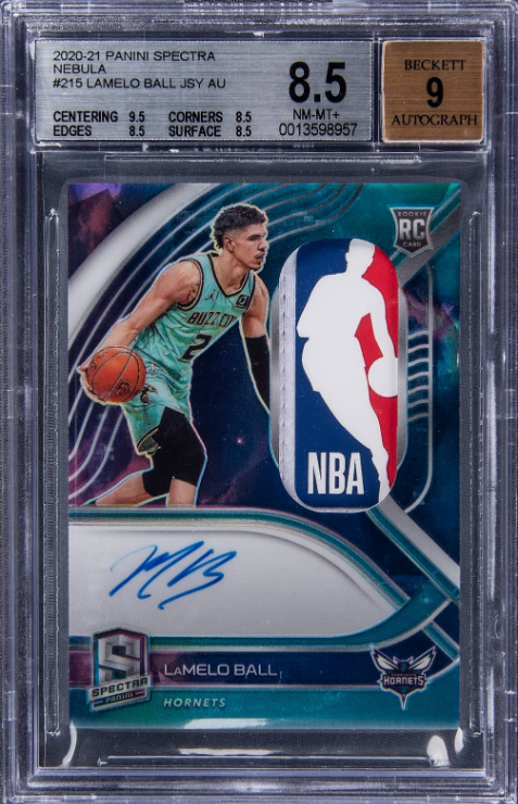 2020-21 Panini Spectra Nebula LaMelo Ball Signed Logoman Rookie Card