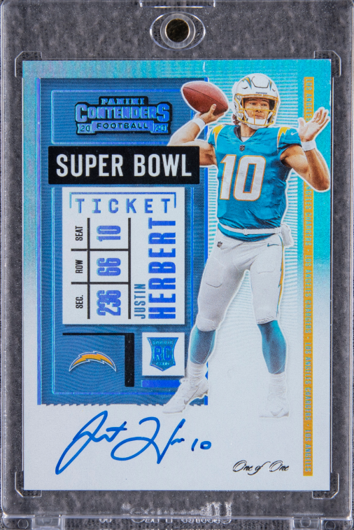 2020 Panini Contenders Super Bowl Ticket Justin Herbert Signed Rookie Card