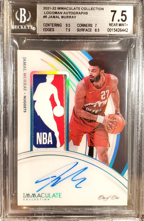 2021-22 Immaculate Jamal Murray Game-Worn Logoman Auto Platinum 1/1