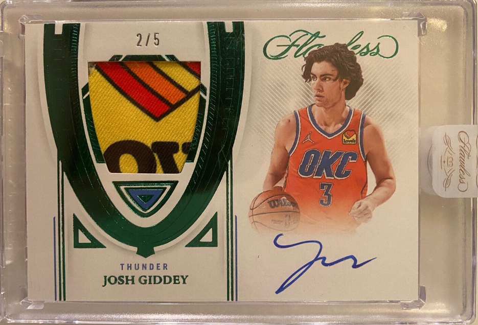 2021-22 Panini Flawless Basketball Josh Giddey Emerald Patch 2/5 Rookie Auto