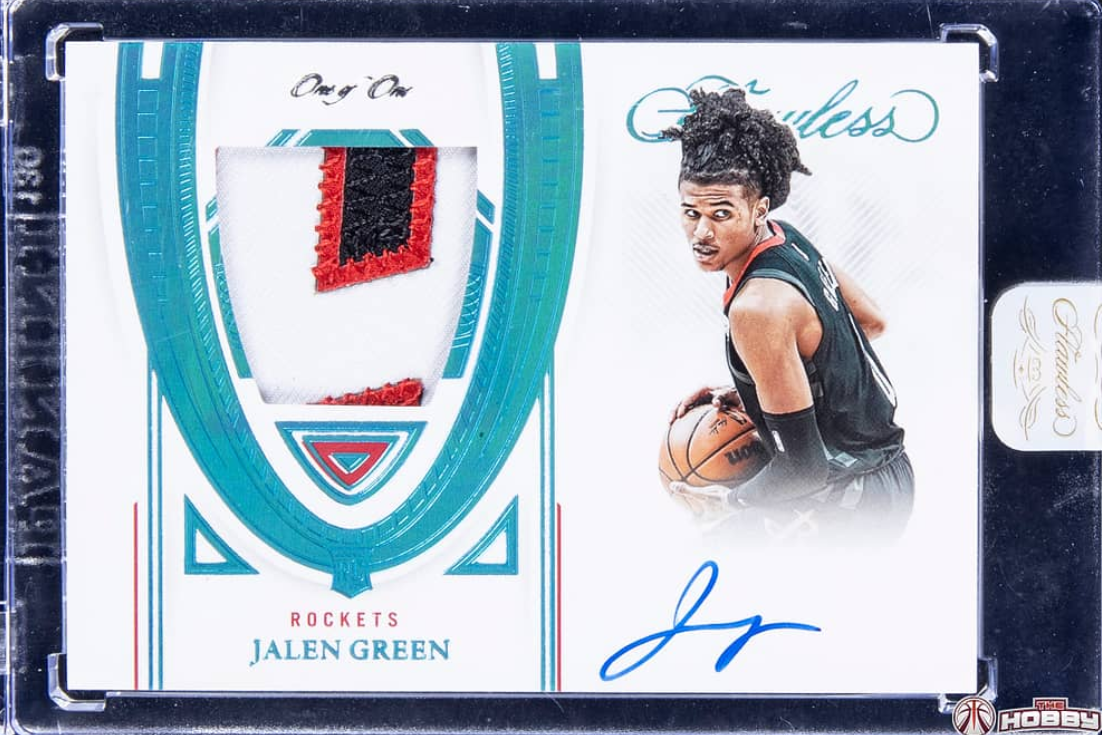 2021-22 Panini Flawless Patch Autographs Platinum Jalen Green Signed Patch Rookie Card