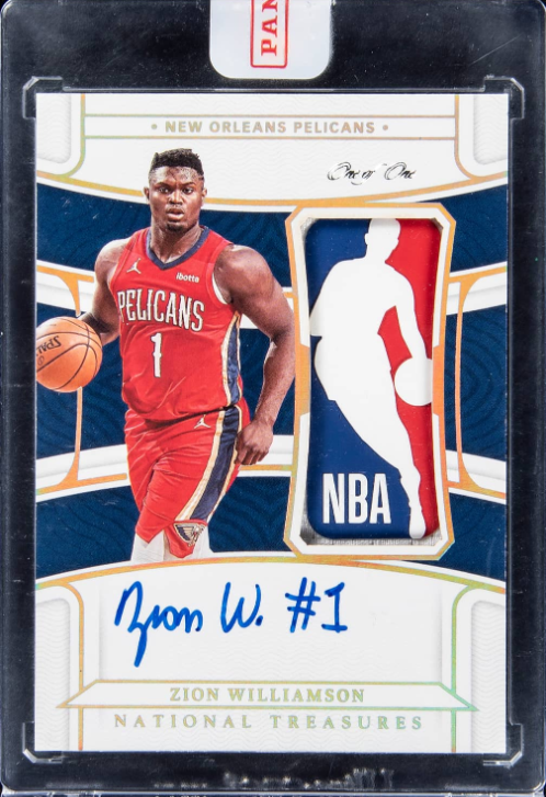 2021-22 Panini National Treasures Logoman Autographs Zion Williamson Signed Patch Card