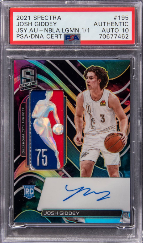 2021-22 Panini Spectra Rookie Jersey Autographs Nebula Logoman Josh Giddey Signed Patch Rookie Card 