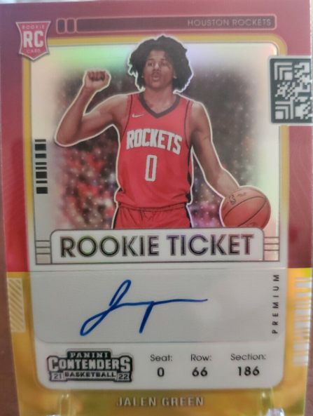 2021-22 Pannin Contenders Jalen Green Premium Rookie Ticket Auto Gold Prizm