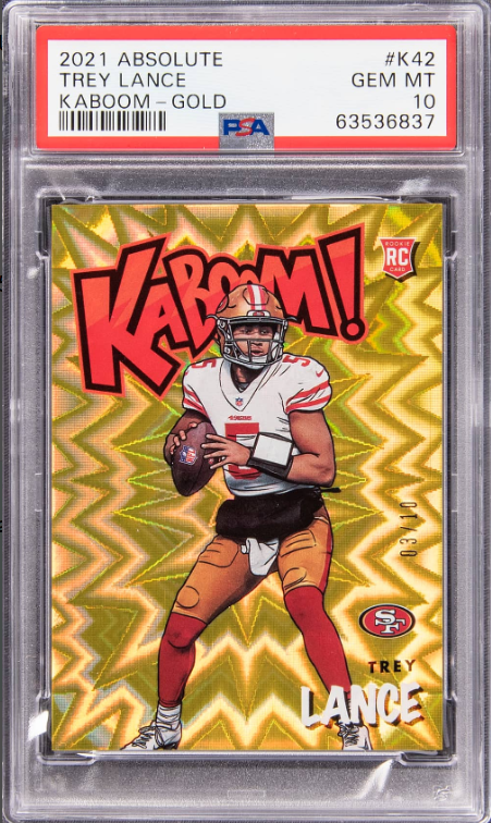 2021 Panini Absolute KABOOM! Gold #K42 Trey Lance Rookie Card