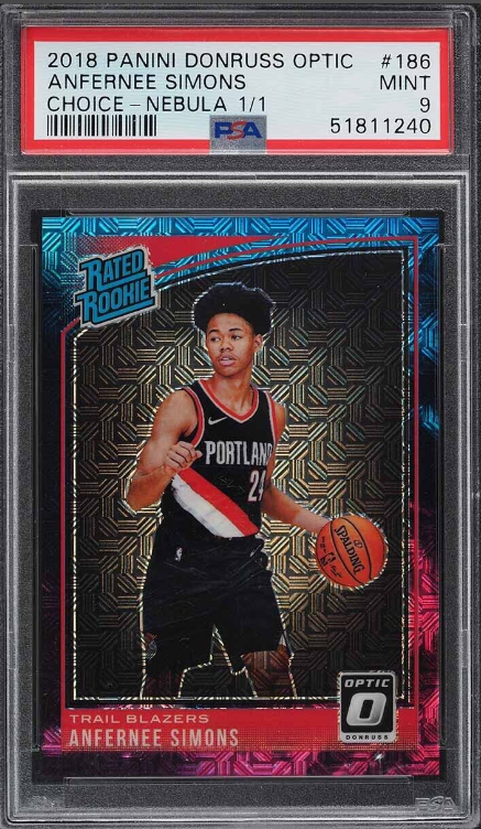 Anfernee Simons RC 2018-19 Donruss Optic Nebula 1/1 PSA 9 Mint Rookie