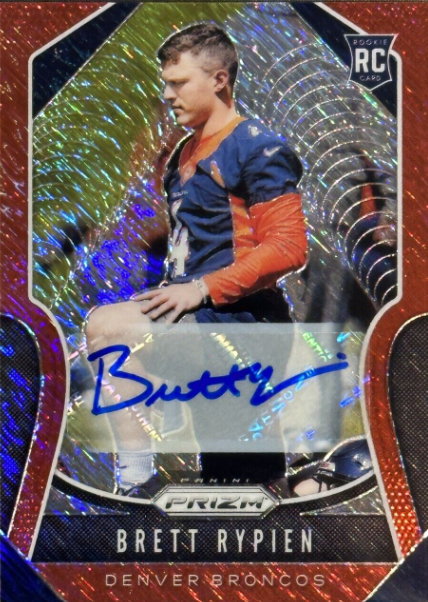 Brett Rypien 2019 Panini Prizm RC Rookie Red Shimmer /25 Auto