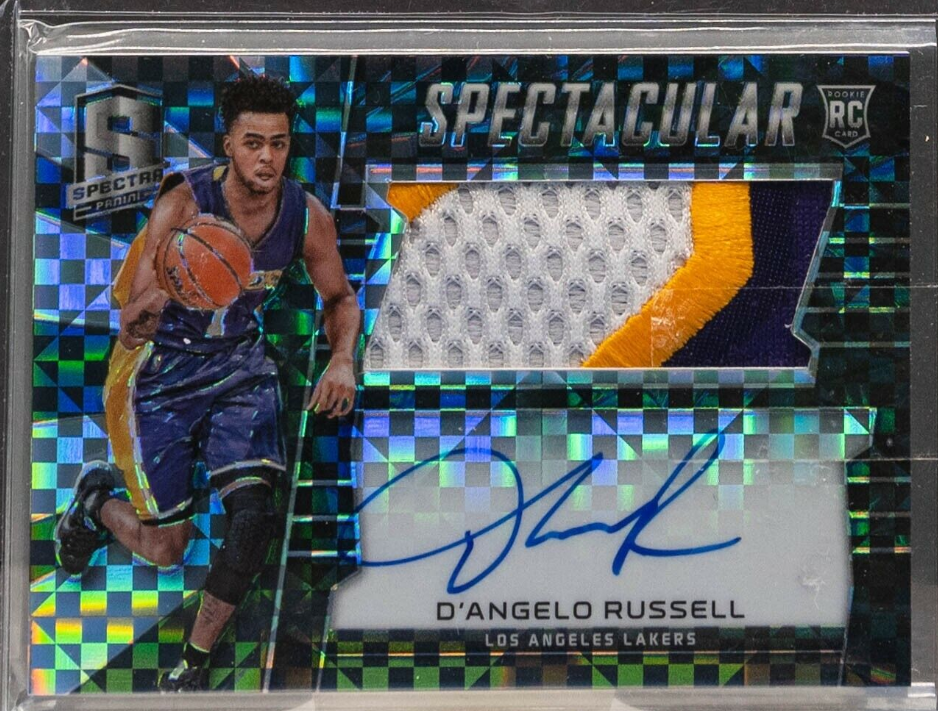 D'Angelo Russell 2015 Panini Spectra Black Prizm RPA RC AUTO GU Jersey 1/1 