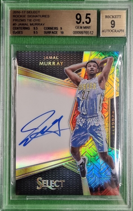 Jamal Murray 2016 Select Signature Tie-Dye Prizm RC Auto #/25 BGS 9.5 Surface 10