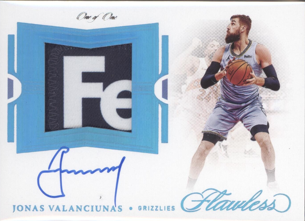 Jonas Valanciunas 2020-21 Panini Flawless Jersey Tag Patch Platinum 1/1 Grizzlie