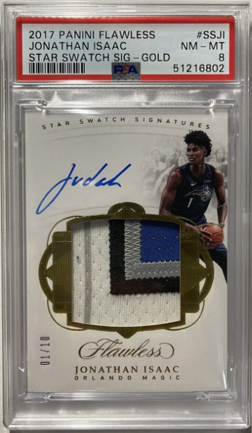 Jonathan Isaac 2017 Panini Flawless Star Swatch Gold RC Patch Auto 