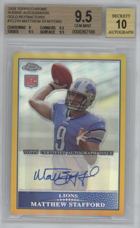 Matthew Stafford 2009 Topps Chrome Rookie Gold Refractor Auto 