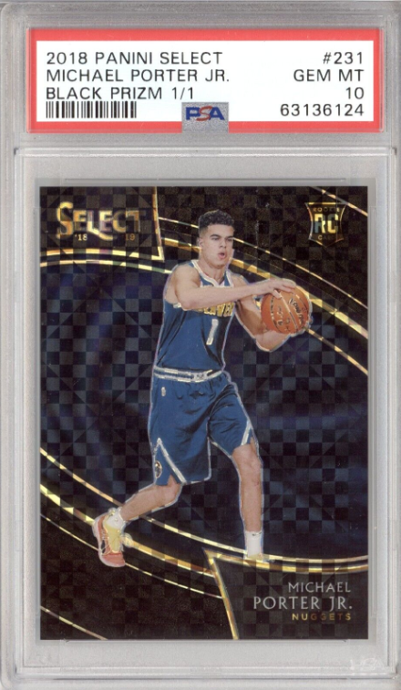 Michael Porter Jr 2019 Panini Select Black Prizm Rookie Rc