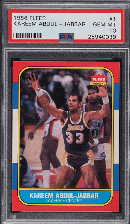 1986 Fleer Basketball Kareem Abdul-Jabbar Rookie Card