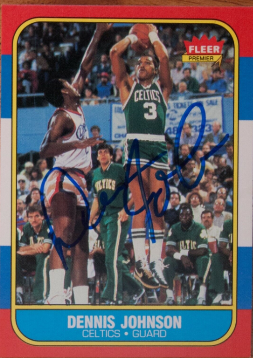 1986 Fleer Dennis Johnson Boston Celtics Autographed Rookie Card