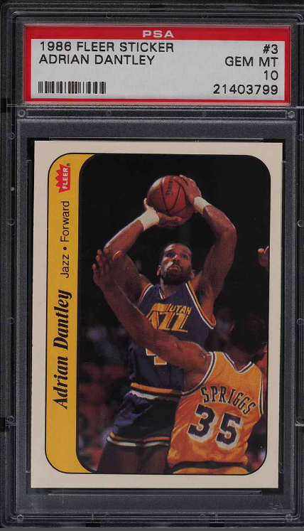 1986 Fleer Sticker Adrian Dantley Rookie Card