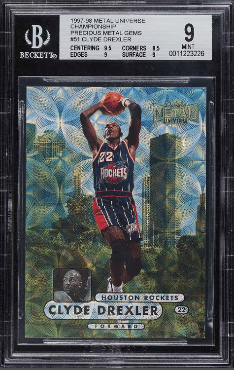 1997 Metal Universe Championship Precious Metal Gems Clyde Drexler Rookie Card