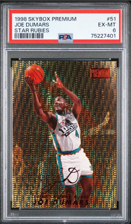 1998-99 Skybox Premium JOE DUMARS Bad Boys Star Rubies Rookie card