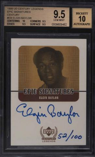 1999 UD Century Legends Epic Signatures Elgin Baylor AUTO Rookie Card